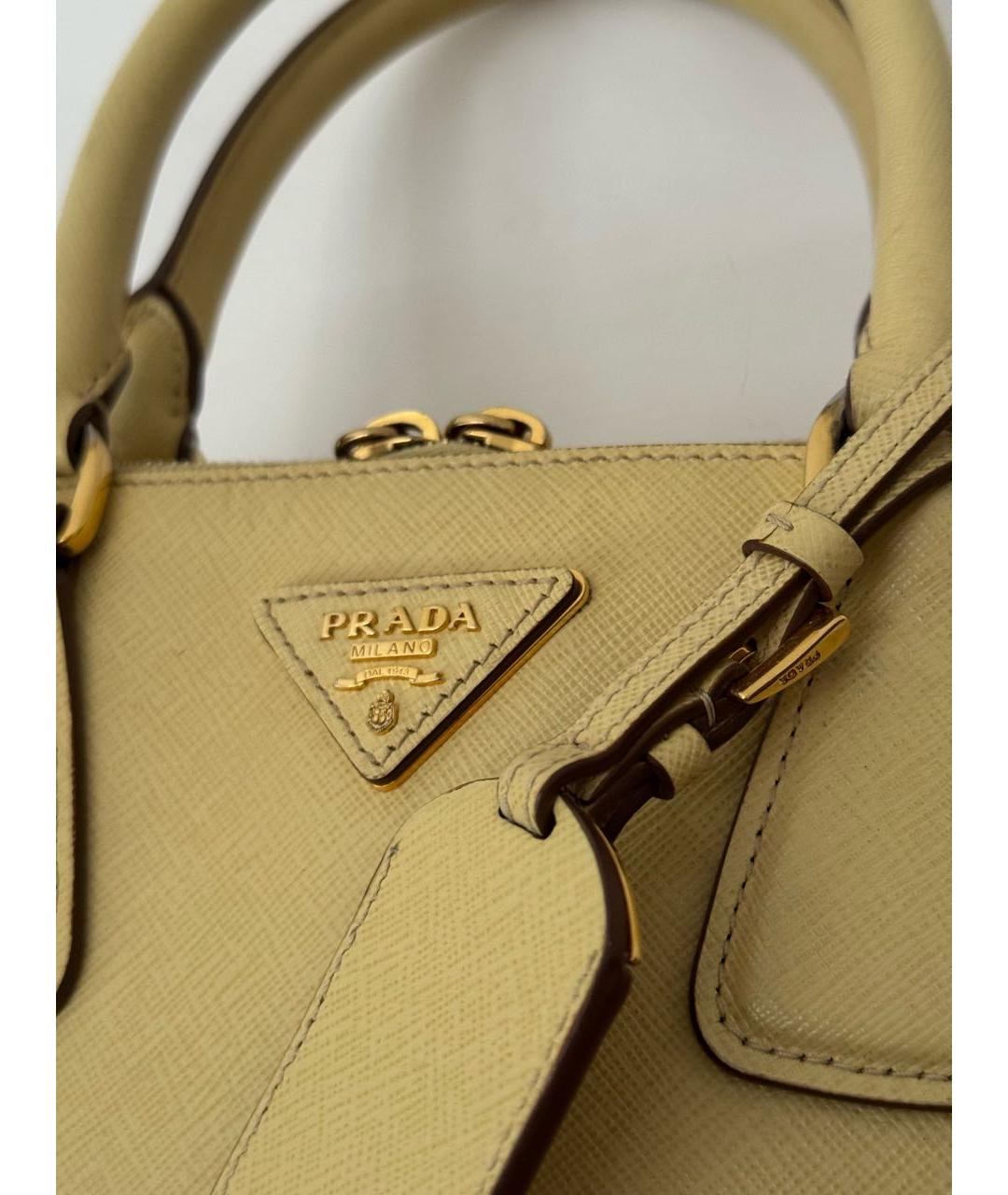 PRADA Желтая кожаная сумка с короткими ручками, фото 7