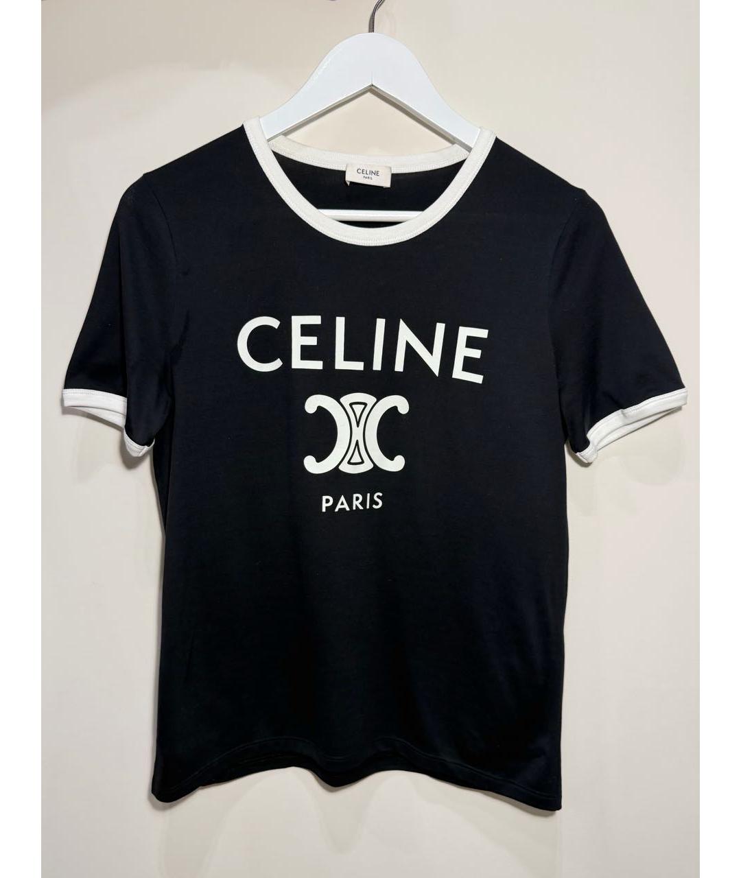 CELINE Черная хлопковая футболка, фото 3