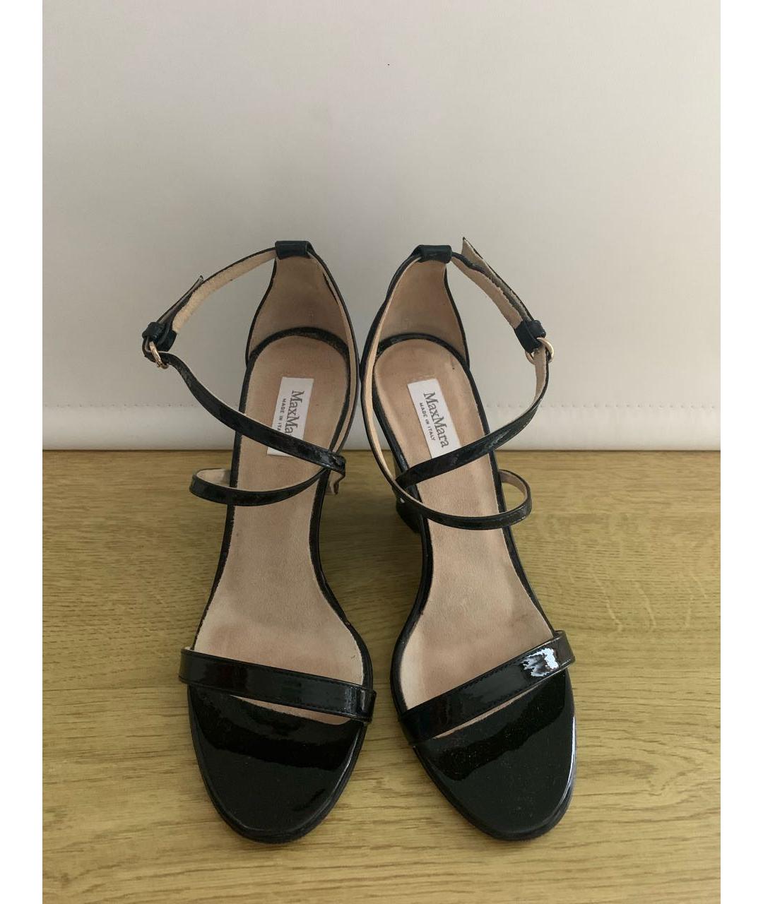 MAX MARA Черные босоножки из лакированной кожи, фото 4