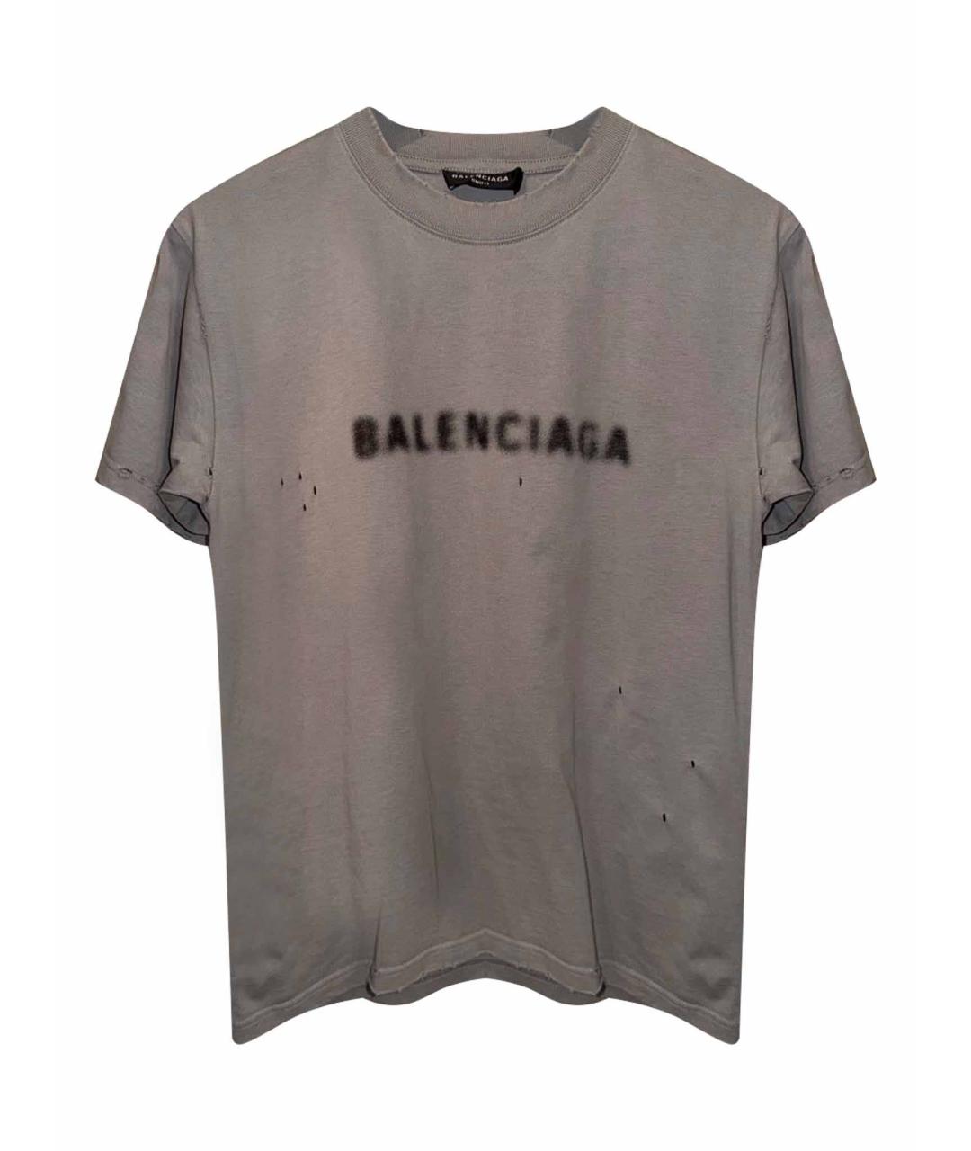 BALENCIAGA Серая хлопковая футболка, фото 1