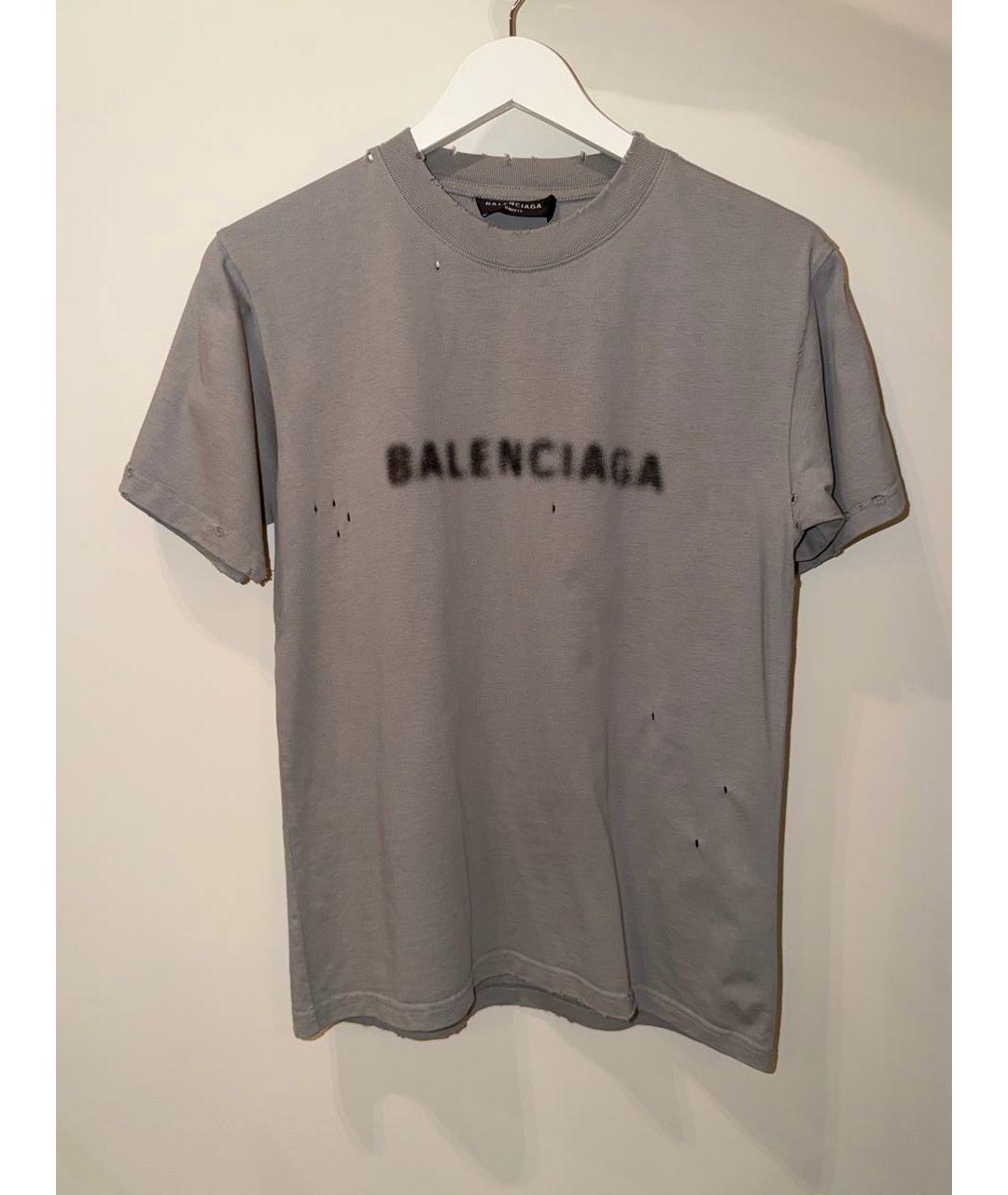 BALENCIAGA Серая хлопковая футболка, фото 3