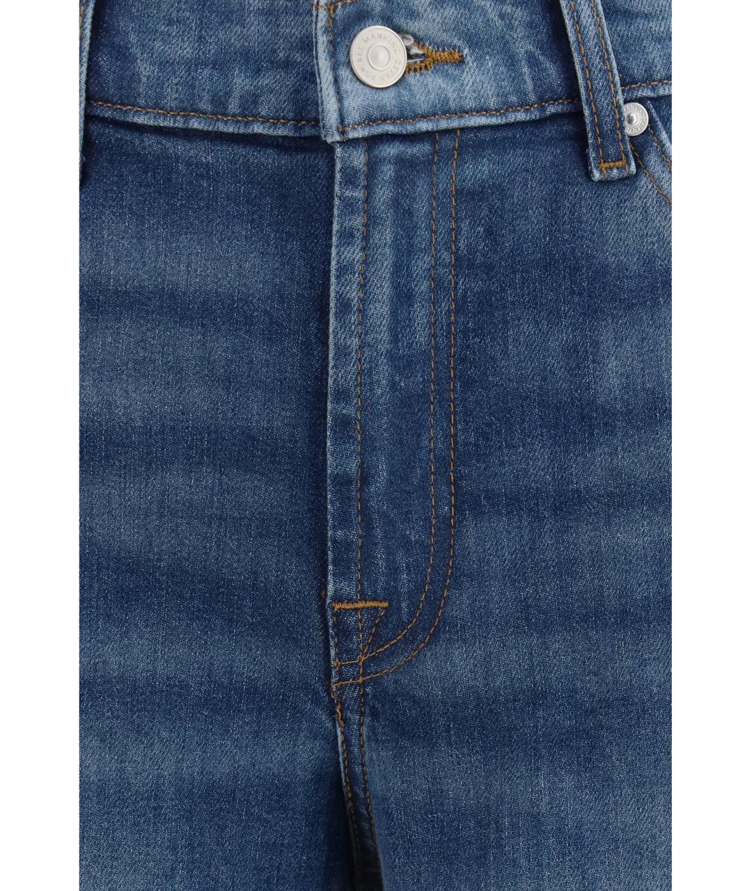 7 FOR ALL MANKIND Синие хлопковые прямые джинсы, фото 3