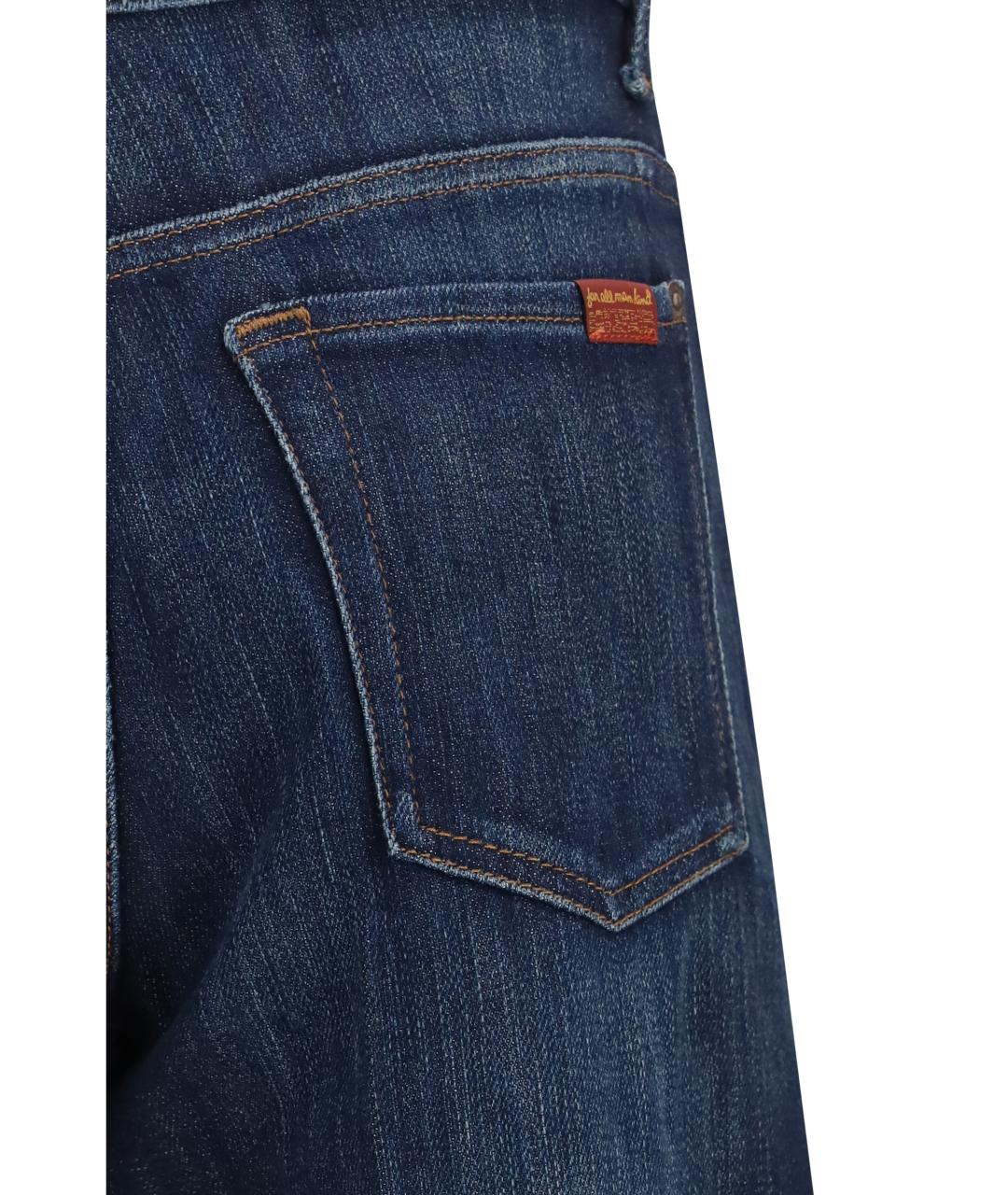 7 FOR ALL MANKIND Синие хлопковые прямые джинсы, фото 3