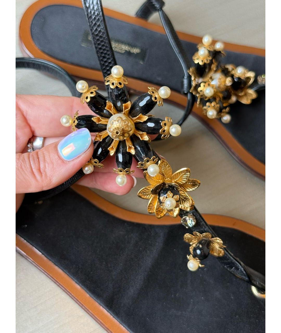 DOLCE&GABBANA Черные кожаные сандалии, фото 7