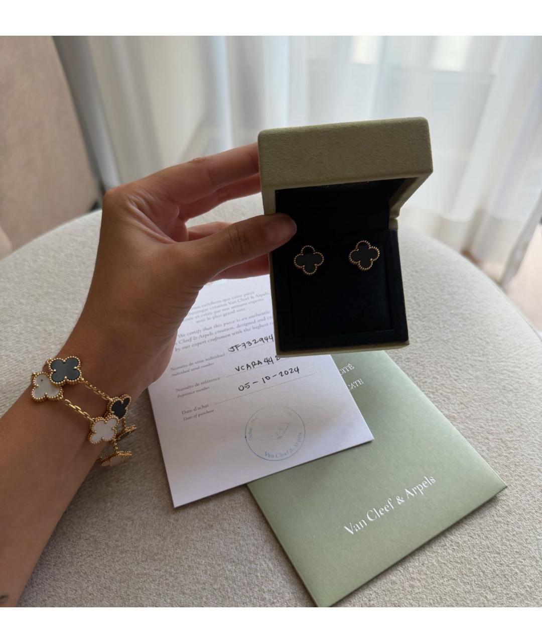 VAN CLEEF & ARPELS Черные серьги из розового золота, фото 5