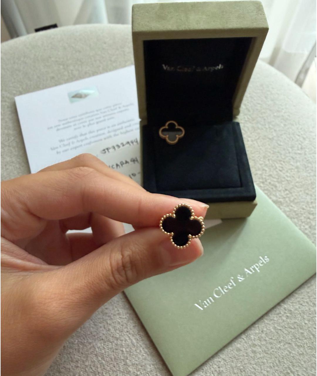 VAN CLEEF & ARPELS Черные серьги из розового золота, фото 2
