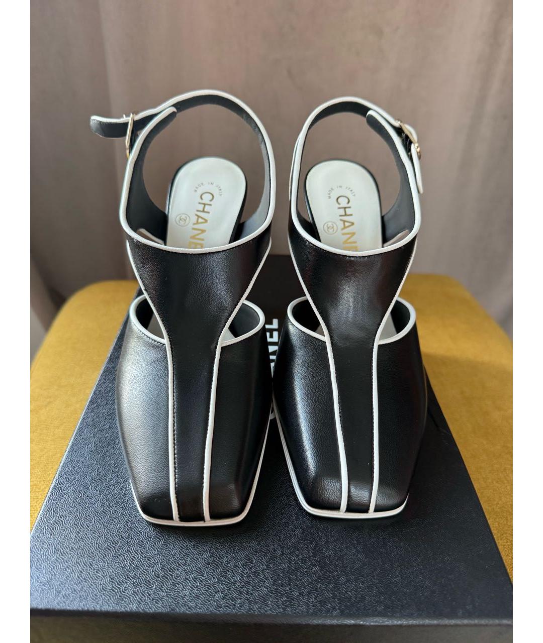 CHANEL Черные кожаные туфли, фото 2
