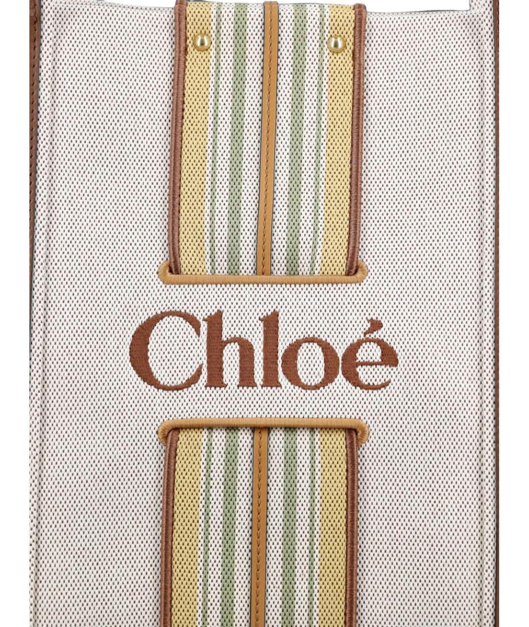 CHLOE Бежевая хлопковая сумка тоут, фото 3