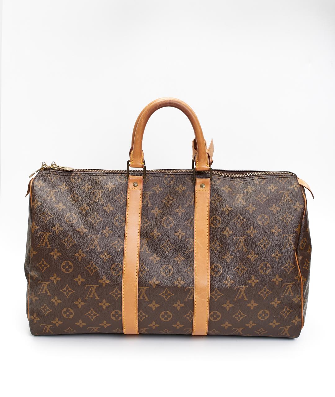 LOUIS VUITTON Коричневая дорожная/спортивная сумка из канвы, фото 7