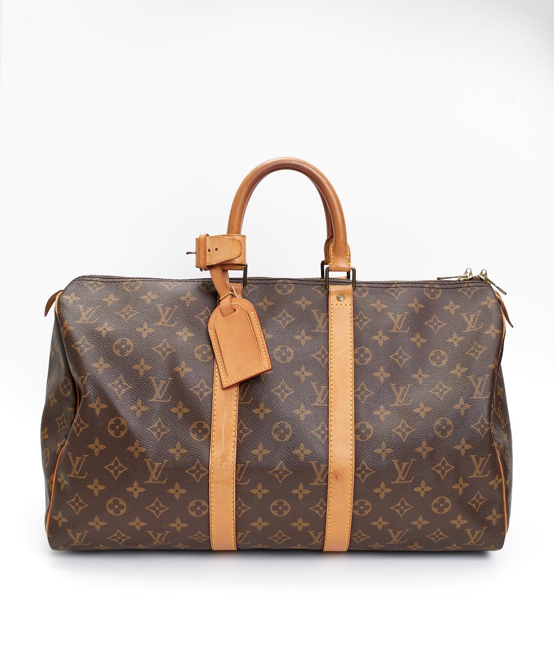 LOUIS VUITTON Коричневая дорожная/спортивная сумка из канвы, фото 3