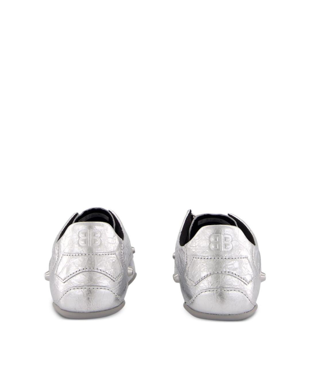 BALENCIAGA Серебряные кожаные кроссовки, фото 3