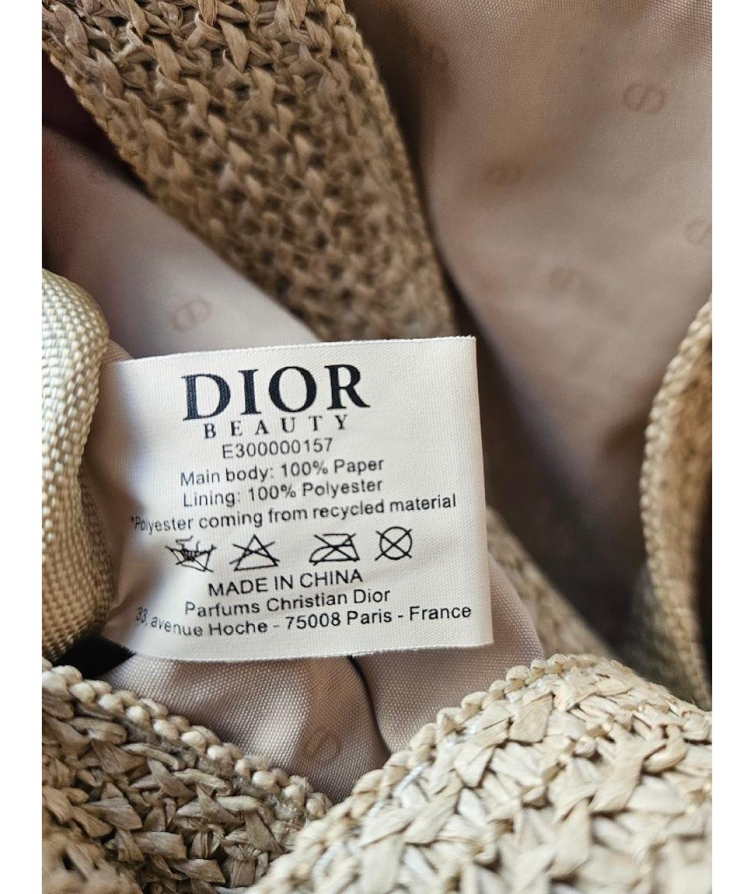 CHRISTIAN DIOR Бежевая рафиевая пляжная сумка, фото 5