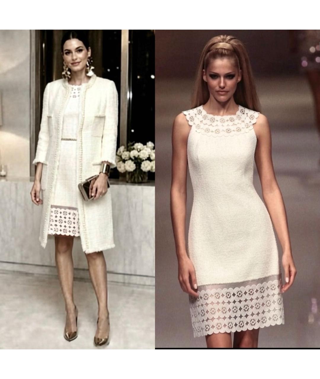 CHANEL Белое твидовое повседневное платье, фото 3