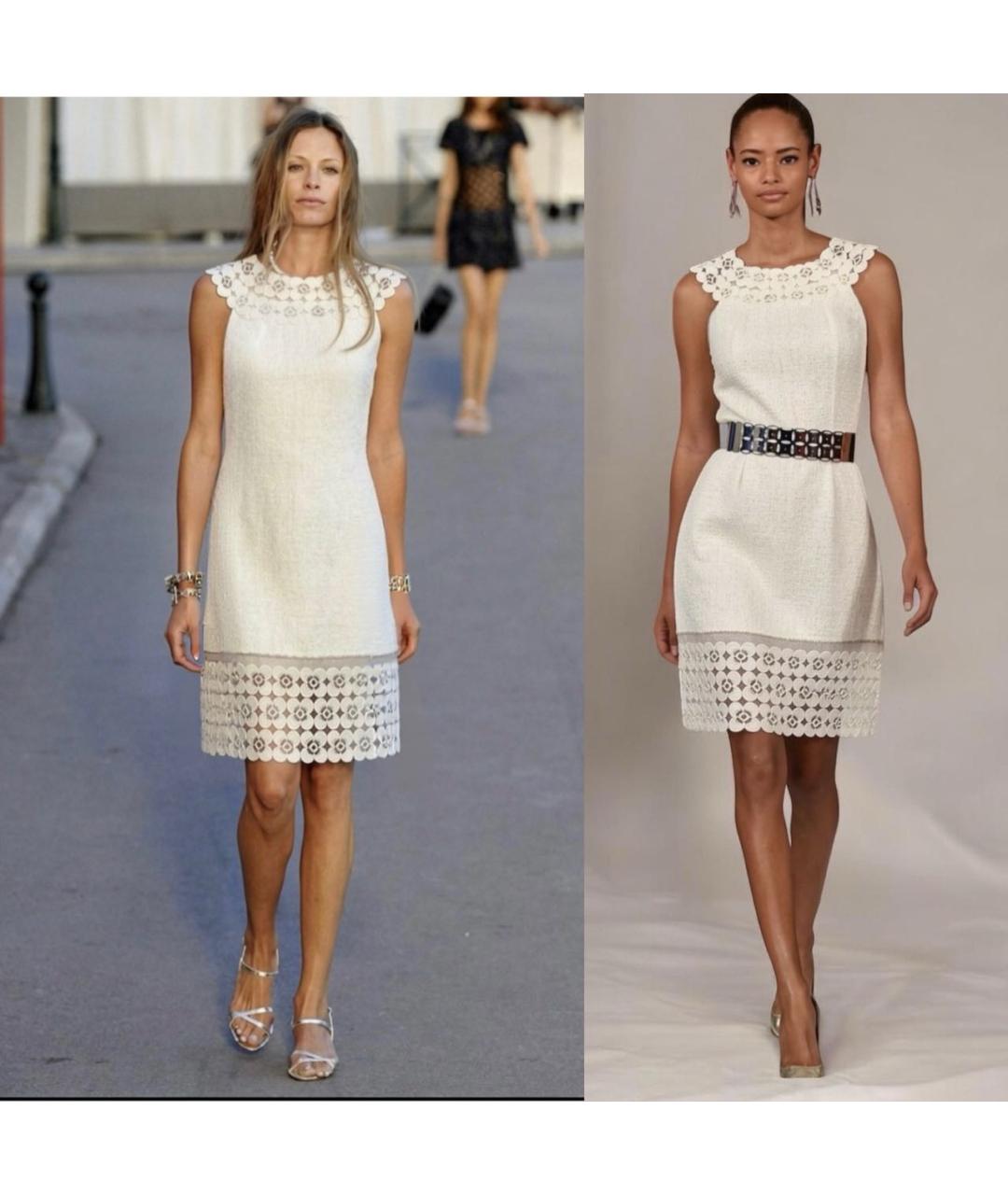CHANEL Белое твидовое повседневное платье, фото 7