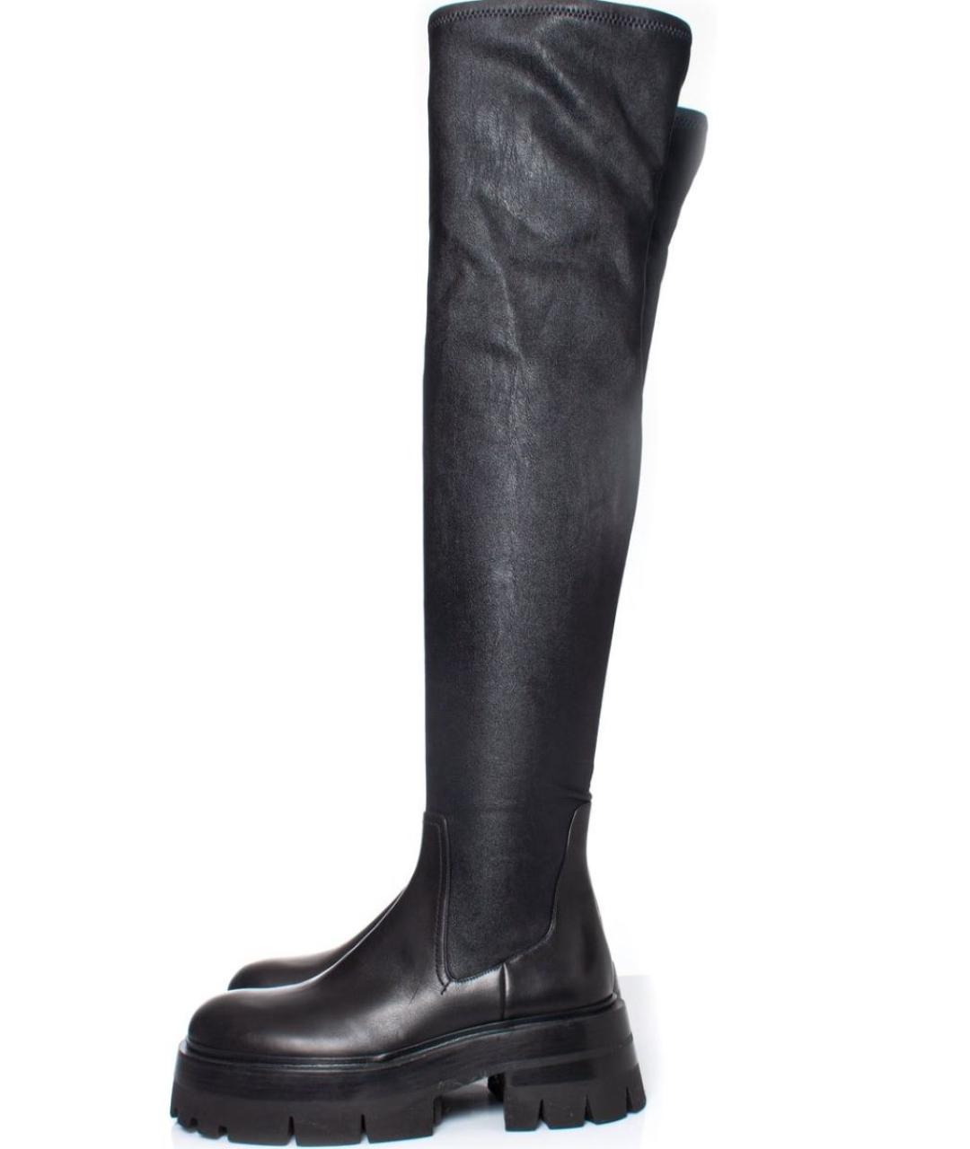 VERSACE Черные кожаные ботфорты, фото 10