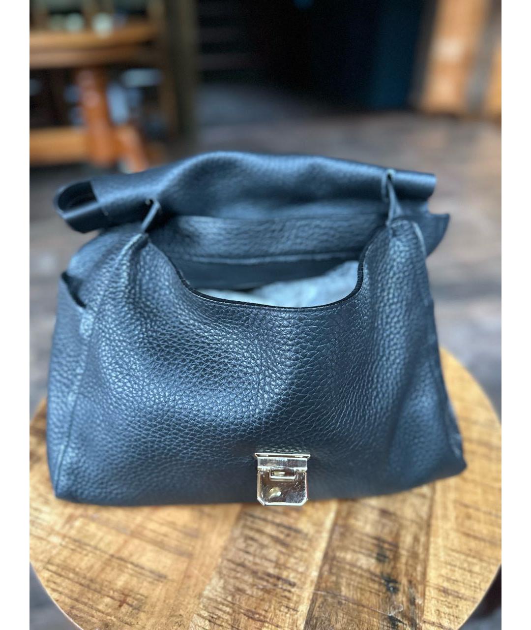 FURLA Черная кожаная сумка тоут, фото 5