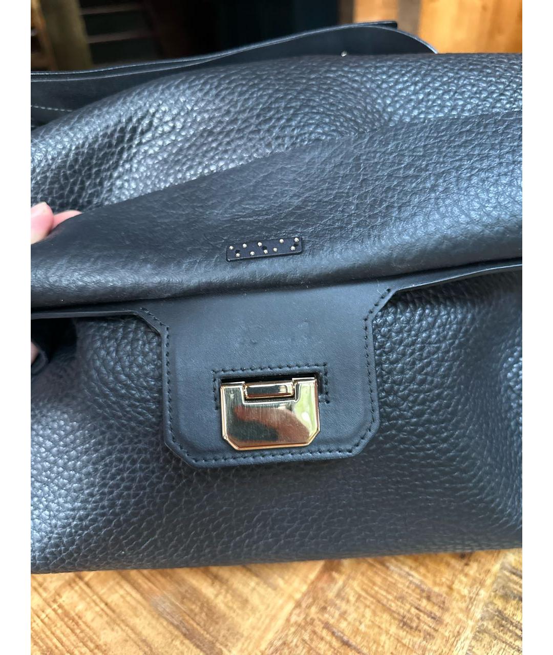 FURLA Черная кожаная сумка тоут, фото 6