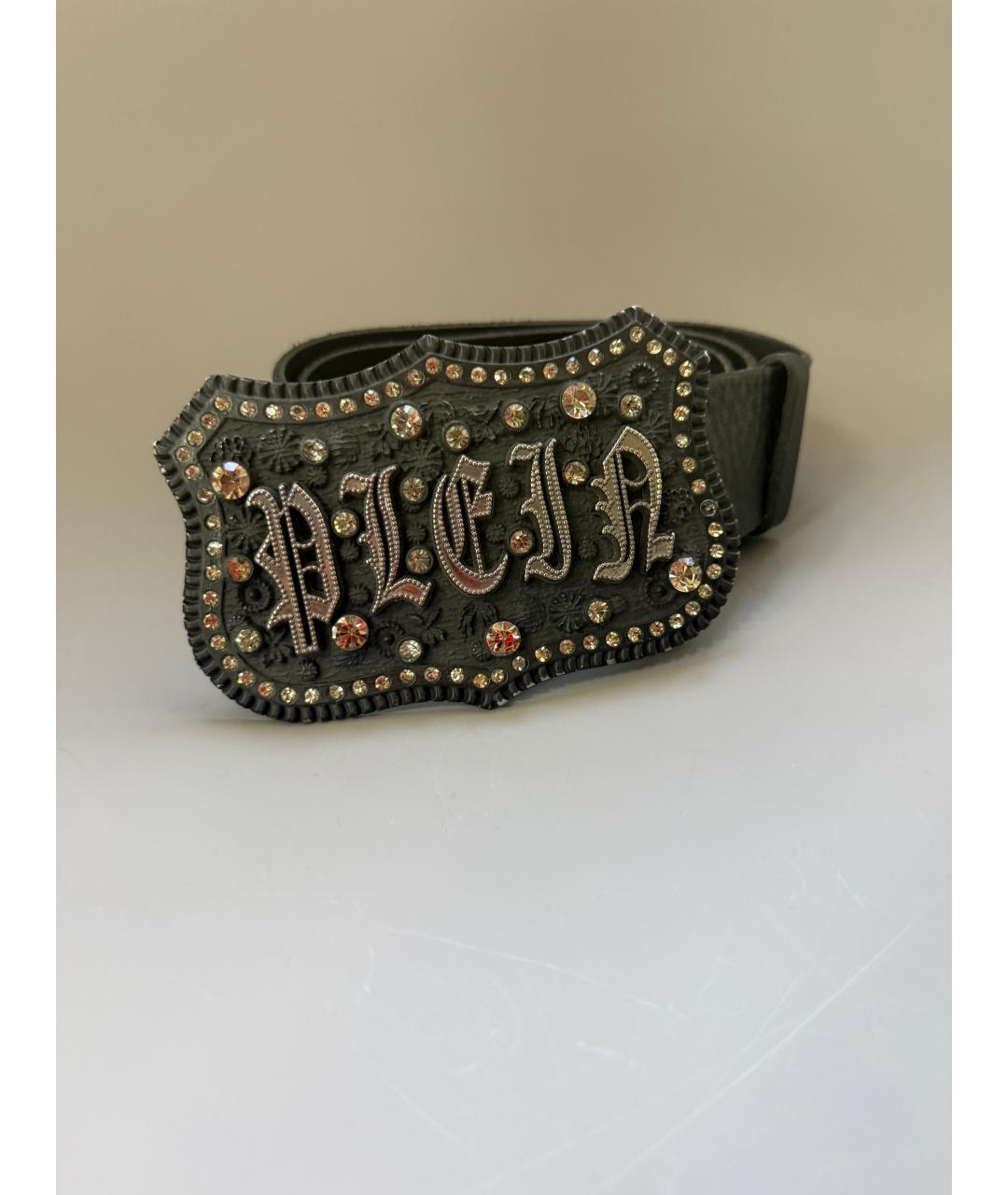 PHILIPP PLEIN Черный кожаный ремень, фото 2