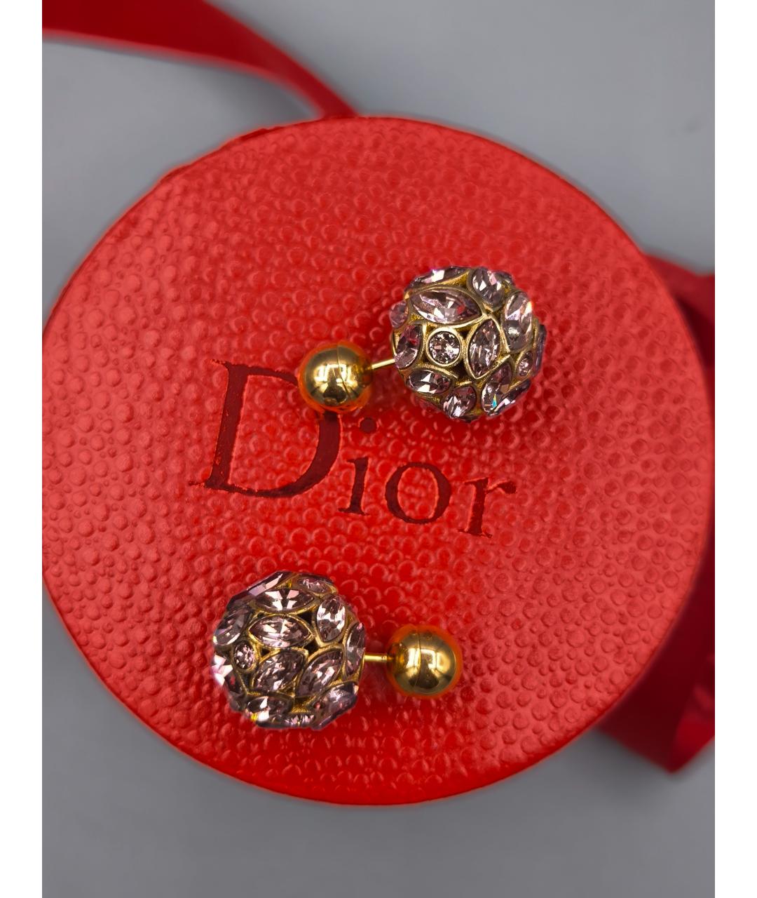 CHRISTIAN DIOR Розовые металлические серьги, фото 7