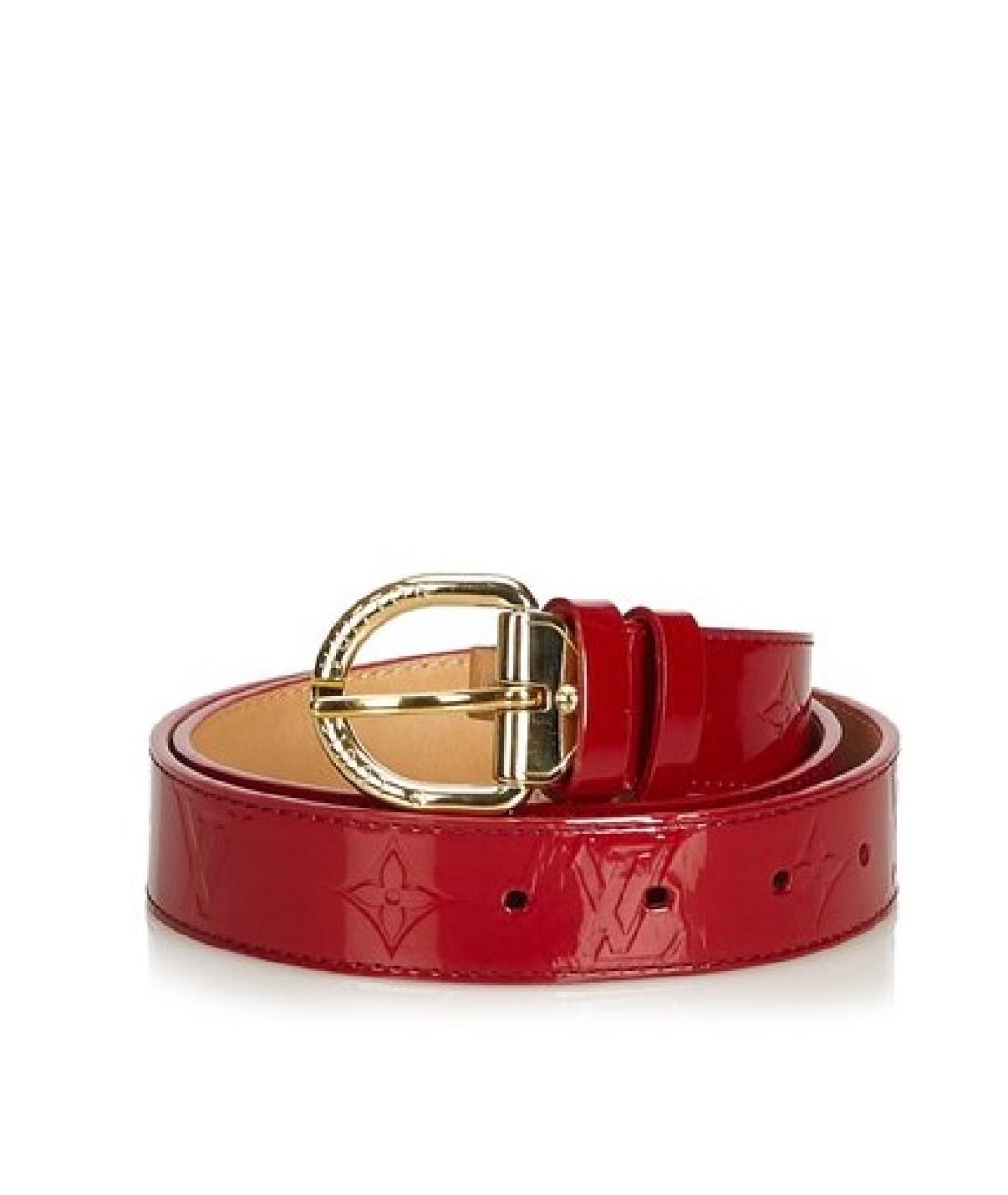 LOUIS VUITTON Красный ремень из лакированной кожи, фото 9