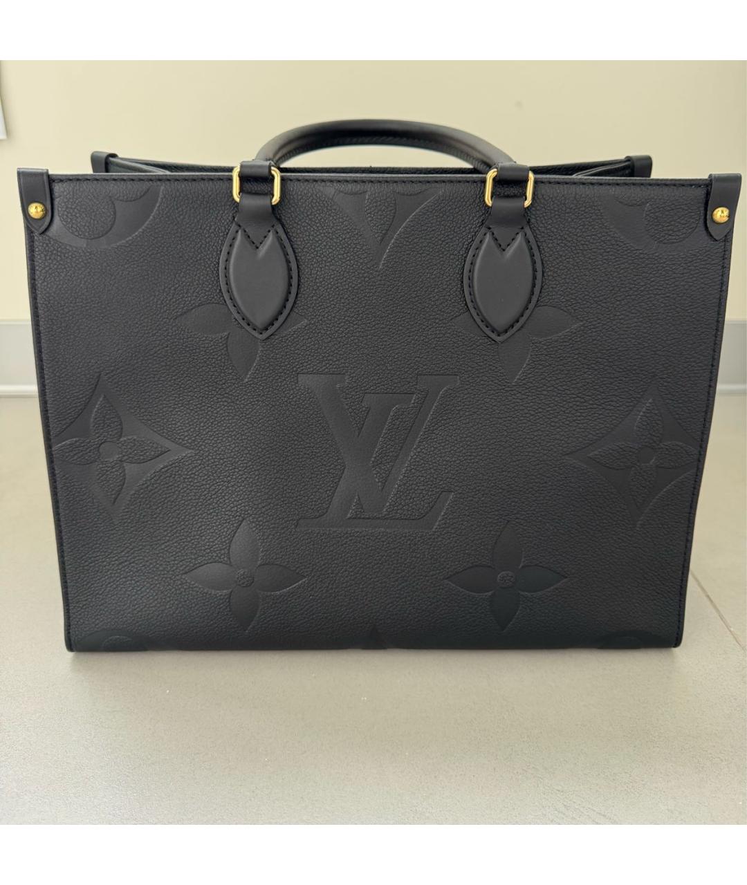 LOUIS VUITTON Черная кожаная сумка тоут, фото 7