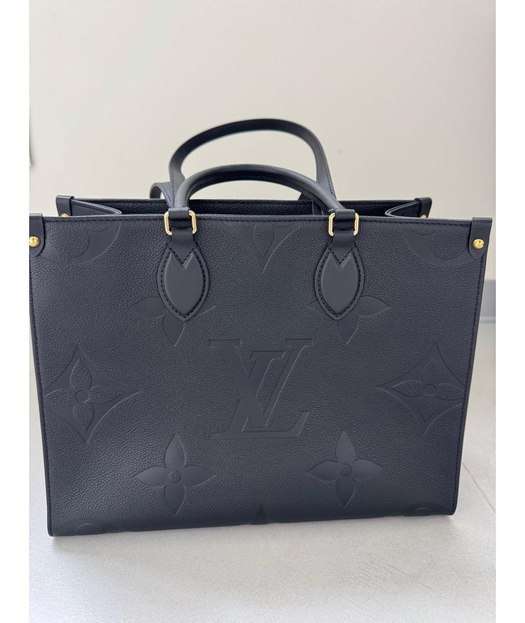 LOUIS VUITTON Черная кожаная сумка тоут, фото 3