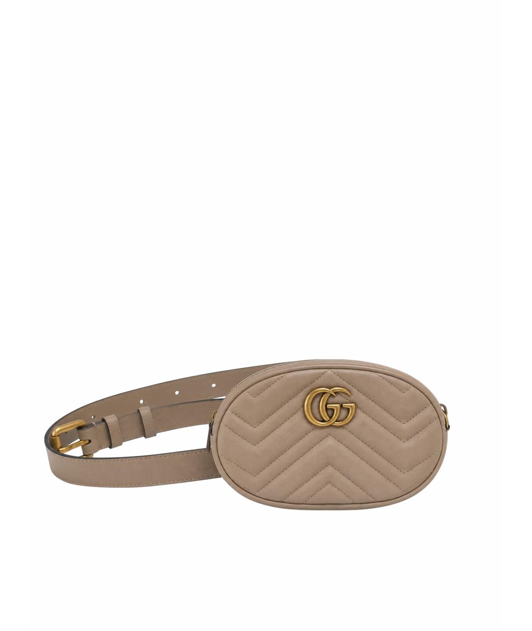 GUCCI Бежевая кожаная поясная сумка, фото 1