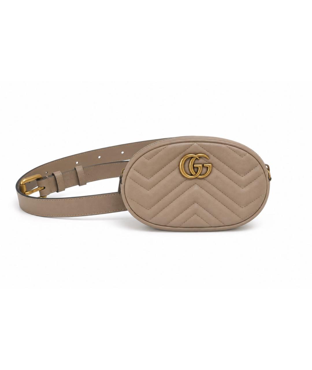 GUCCI Бежевая кожаная поясная сумка, фото 9