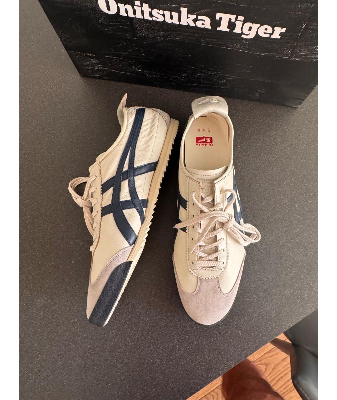 ONITSUKA TIGER Белые кожаные низкие кроссовки / кеды, фото 3