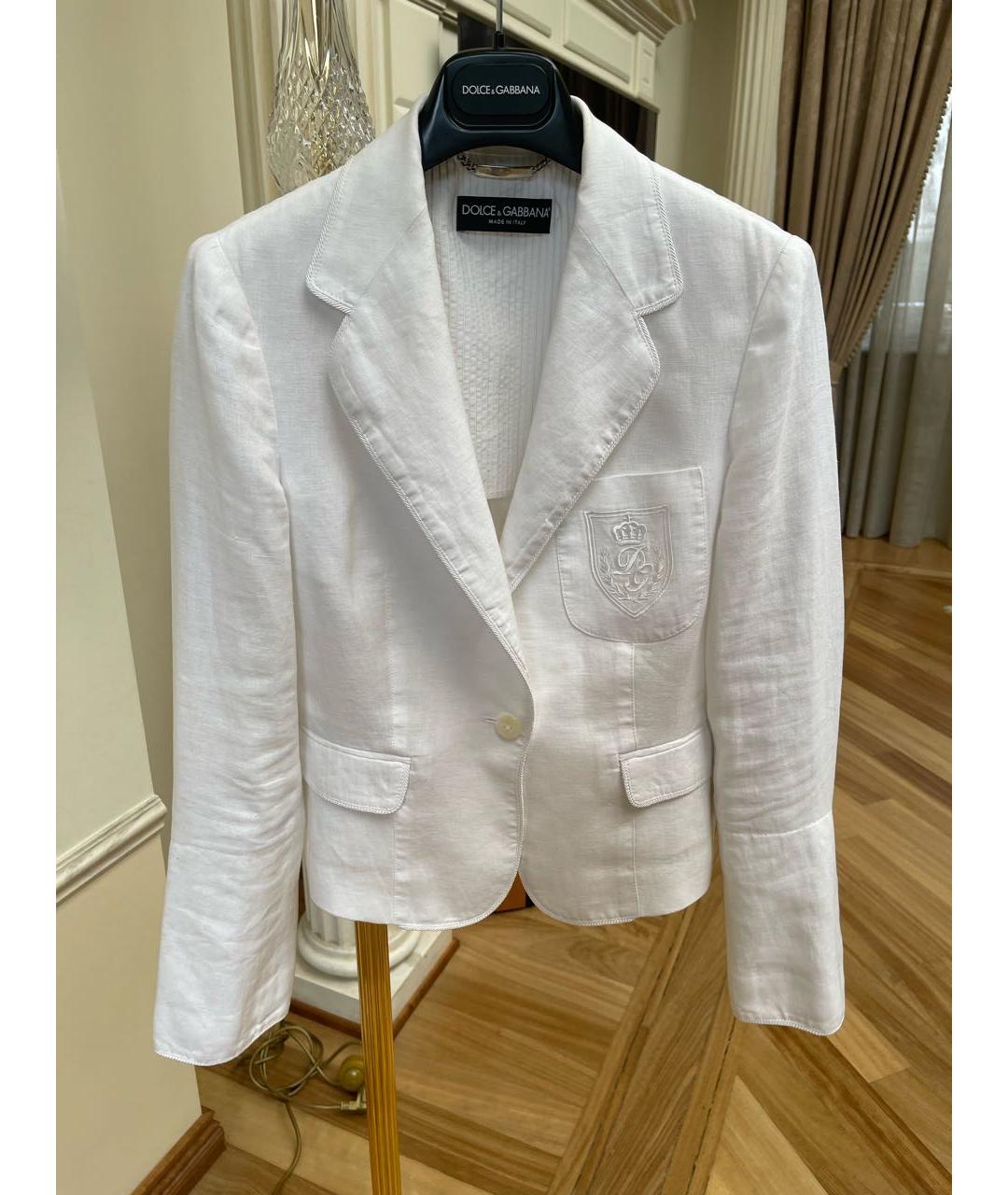 DOLCE&GABBANA Белый льняной костюм с брюками, фото 9