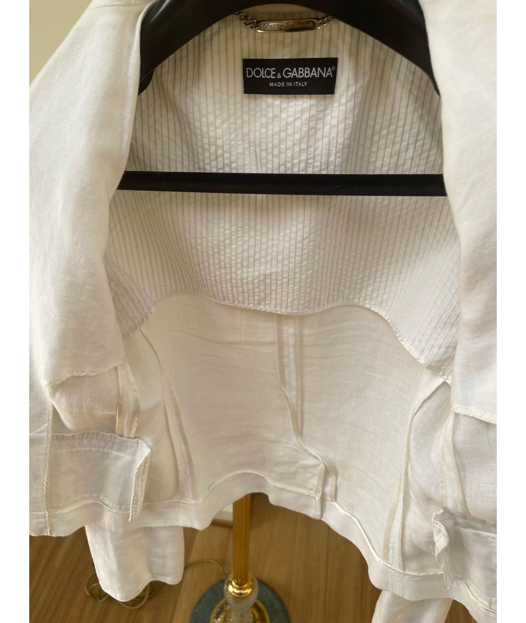 DOLCE&GABBANA Белый льняной костюм с брюками, фото 3