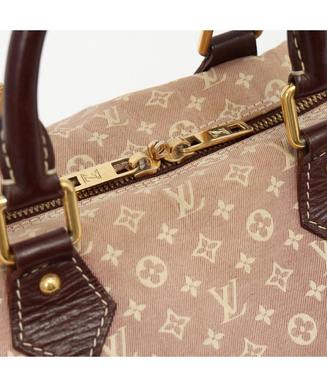 LOUIS VUITTON Коричневая тканевая сумка с короткими ручками, фото 5