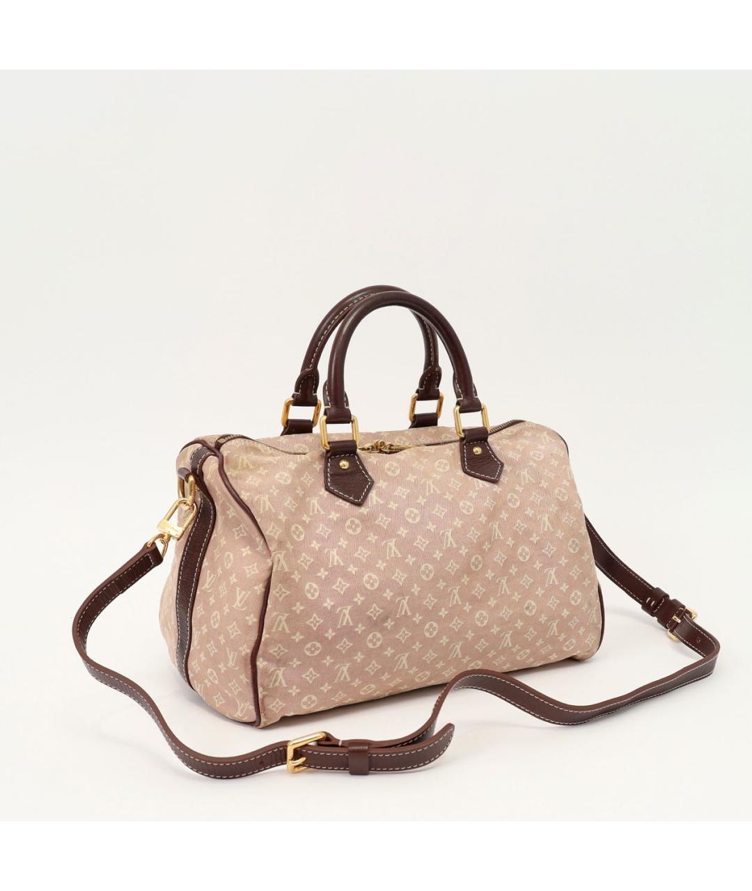 LOUIS VUITTON Коричневая тканевая сумка с короткими ручками, фото 3