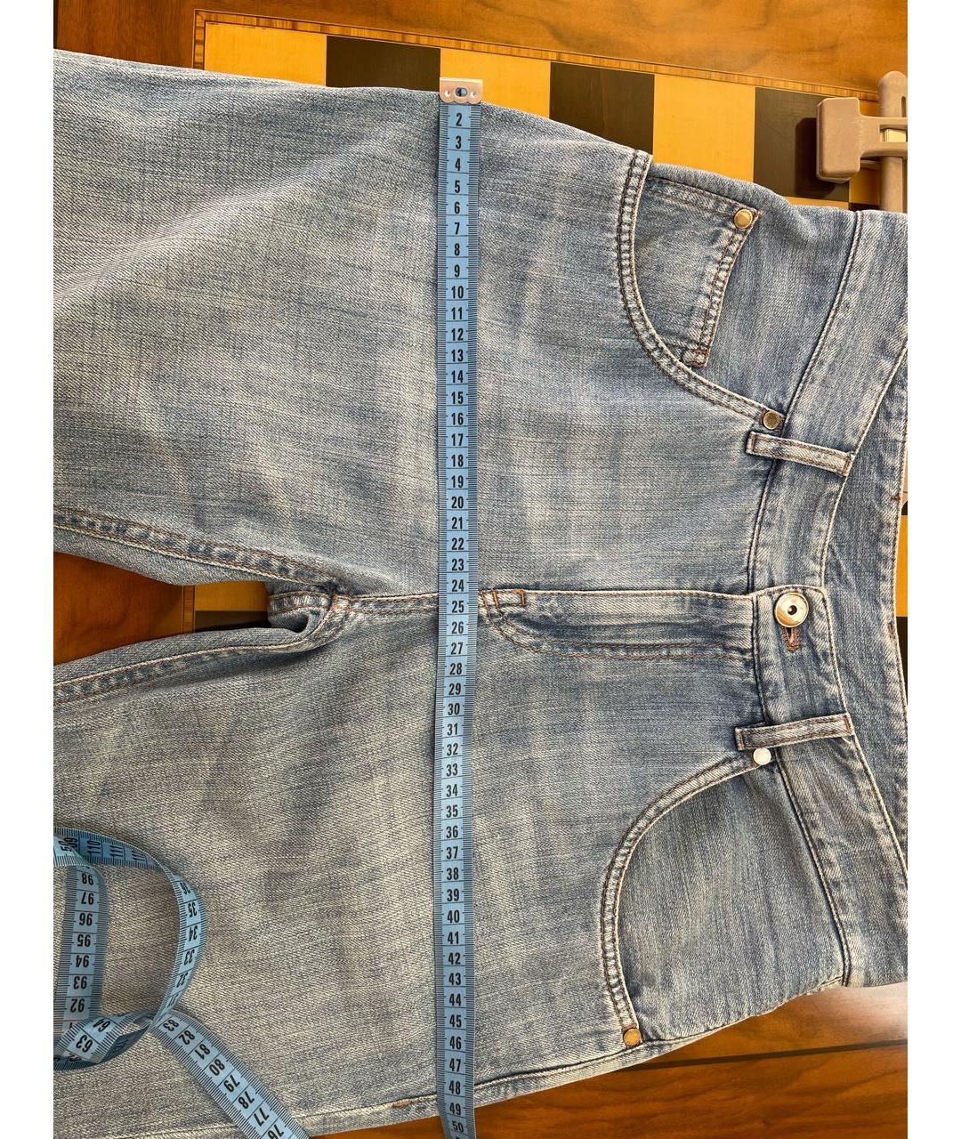 BRUNELLO CUCINELLI Голубые хлопковые прямые джинсы, фото 6