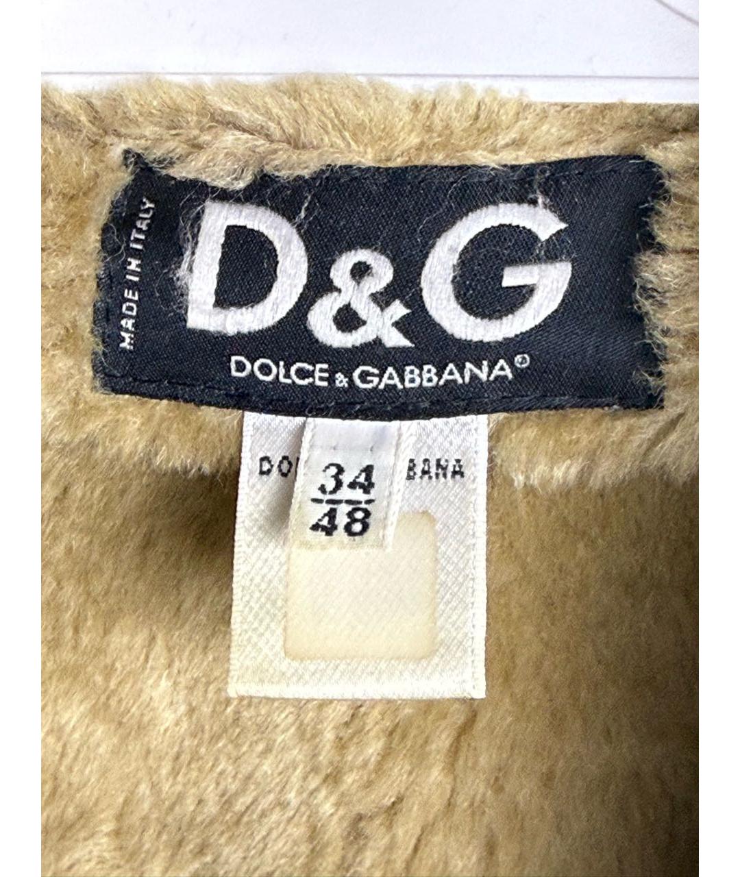DOLCE&GABBANA Бежевая кожаная дубленка, фото 3