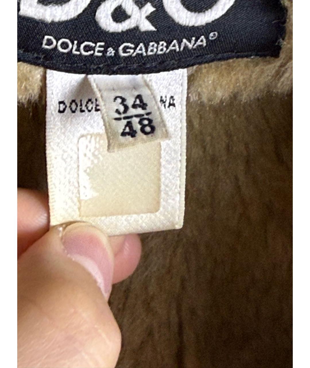 DOLCE&GABBANA Бежевая кожаная дубленка, фото 6