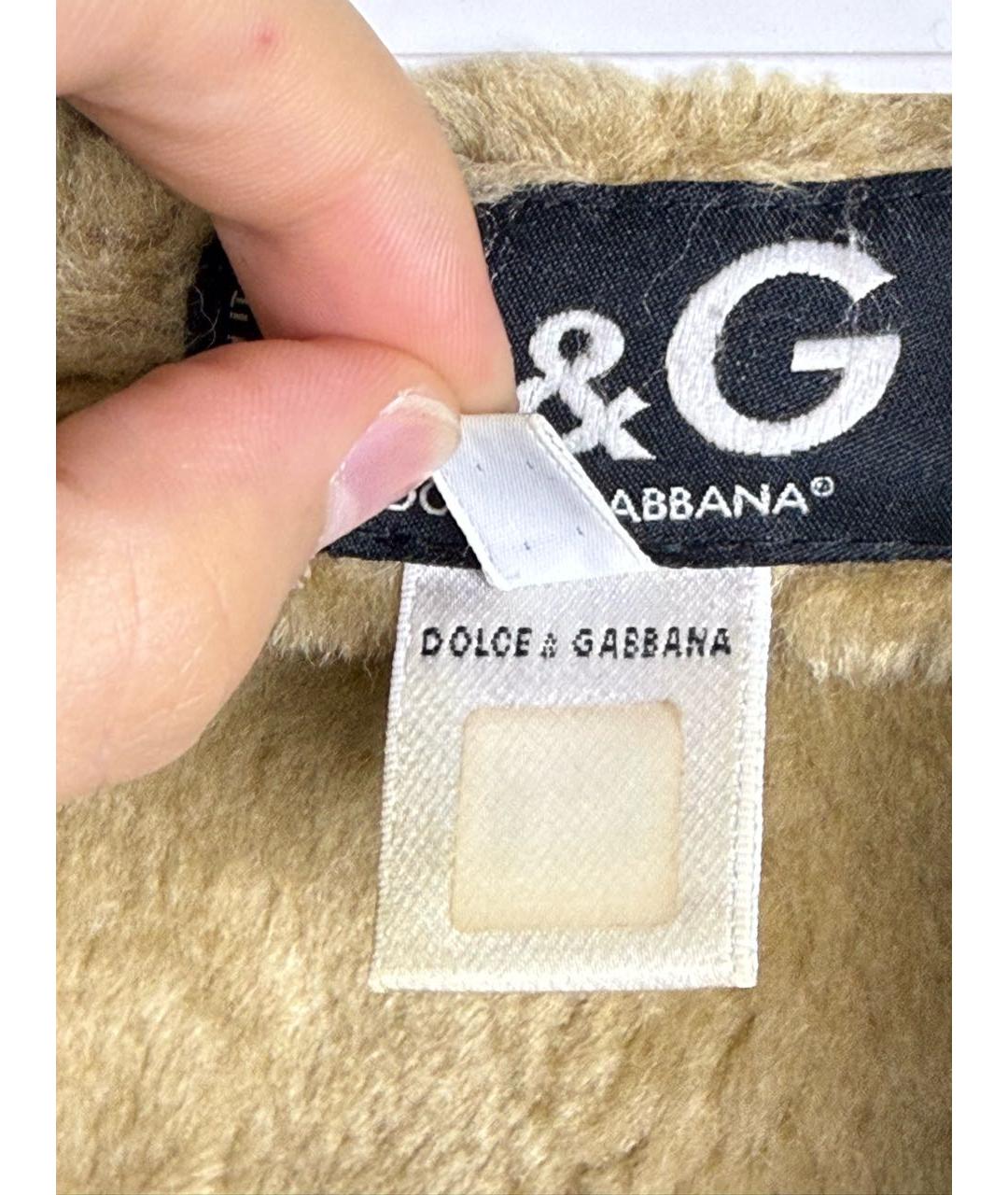 DOLCE&GABBANA Бежевая кожаная дубленка, фото 7