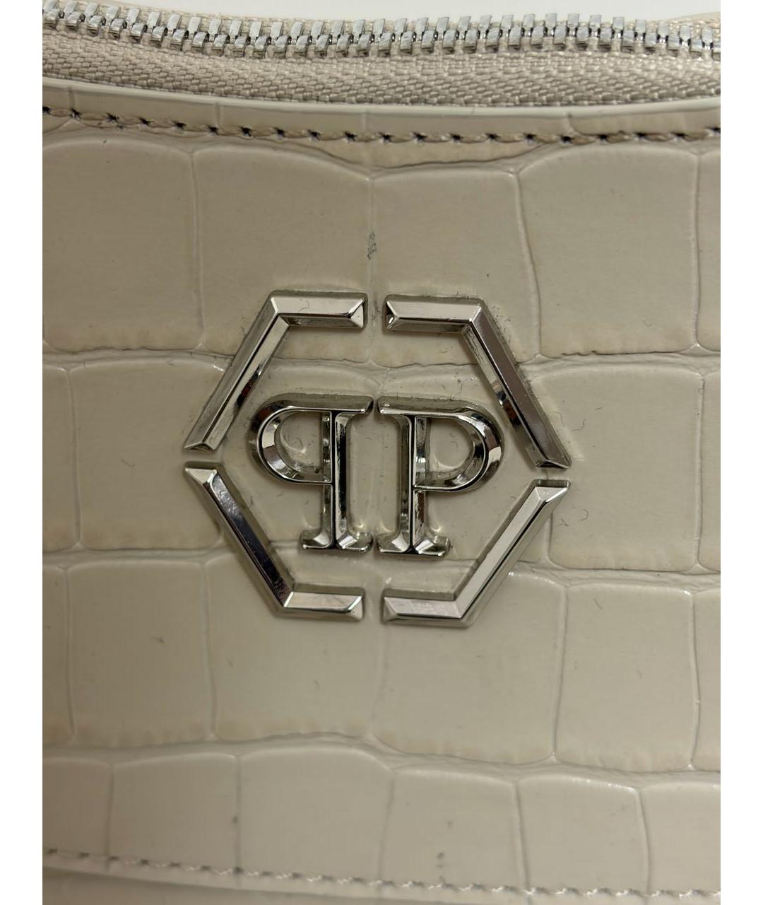 PHILIPP PLEIN Бежевая кожаная сумка с короткими ручками, фото 7