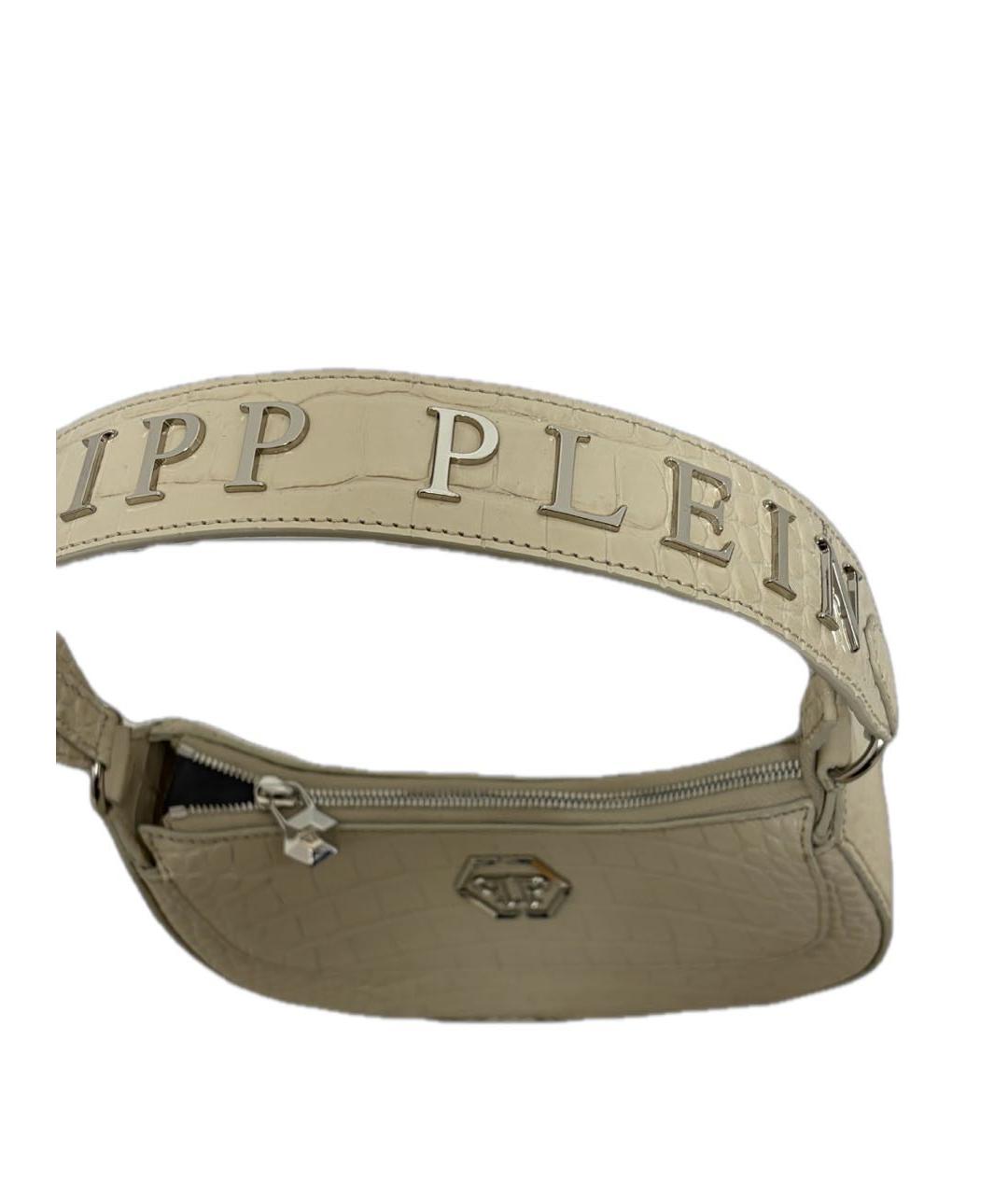 PHILIPP PLEIN Бежевая кожаная сумка с короткими ручками, фото 5