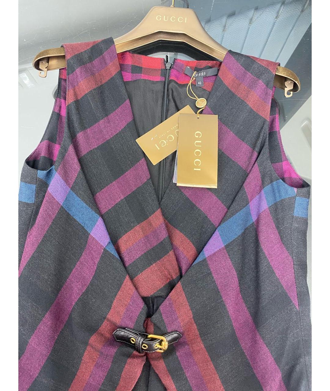 GUCCI Мульти шерстяное повседневное платье, фото 3