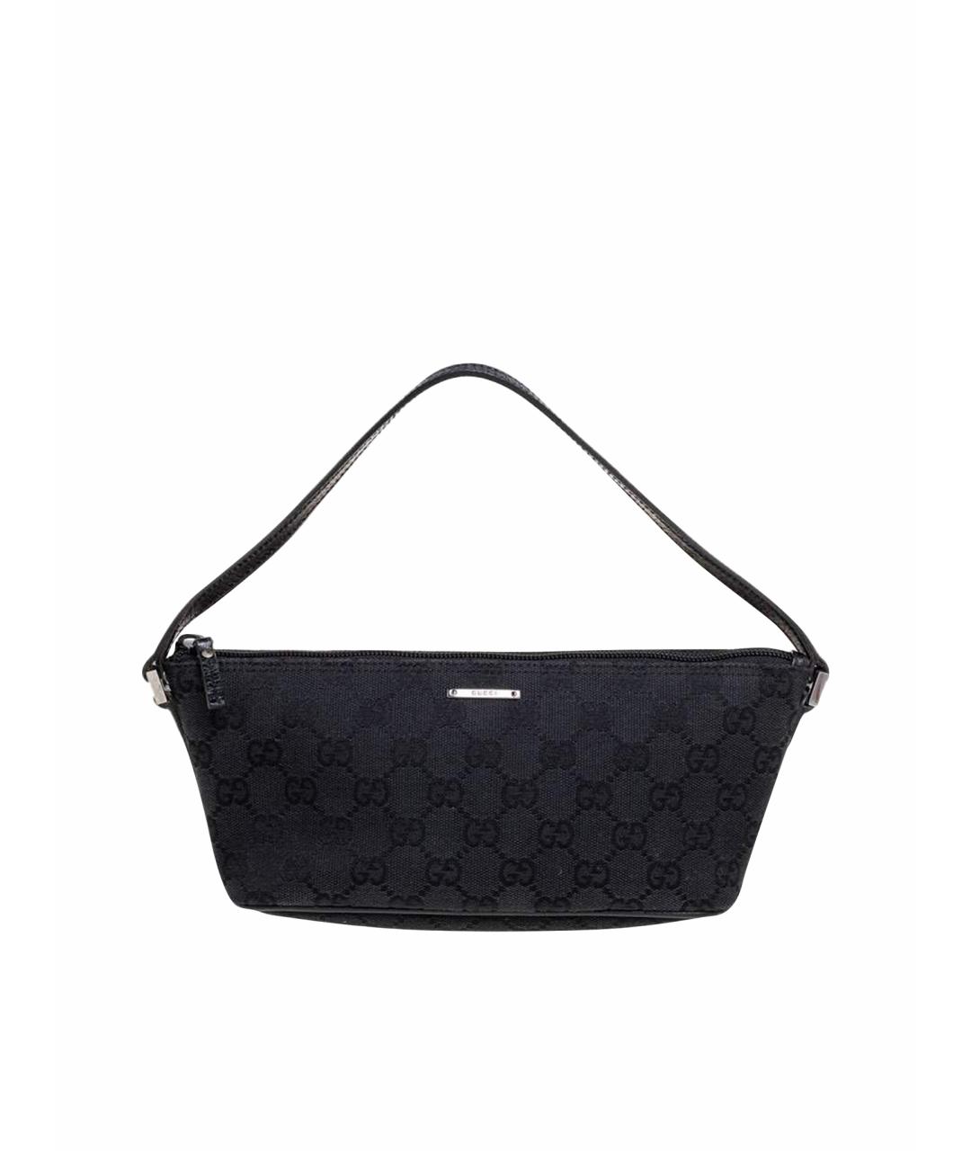 GUCCI Черная сумка с короткими ручками из канвы, фото 1