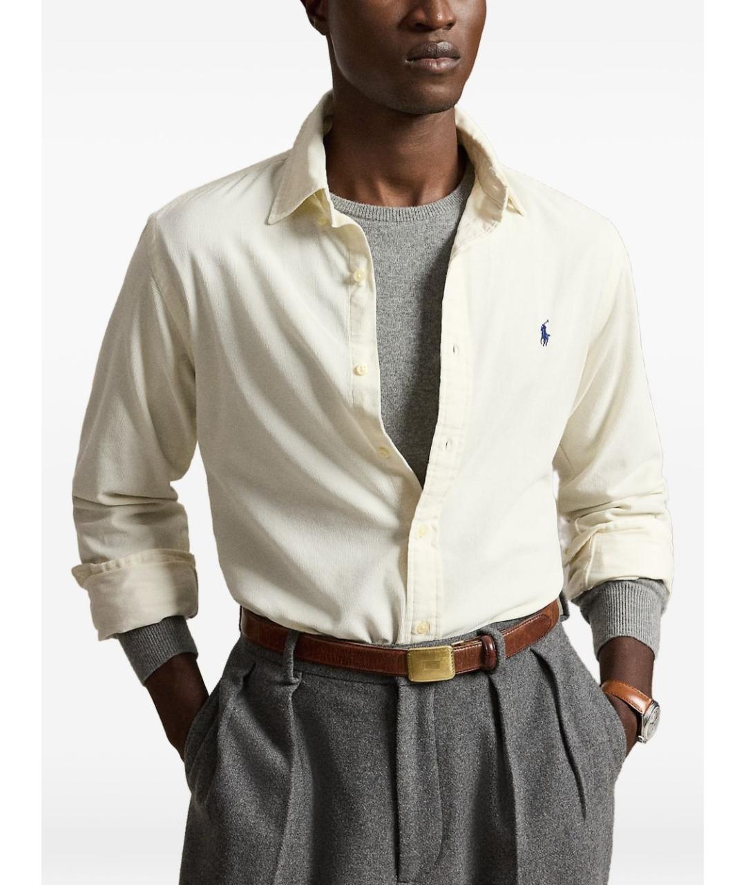 POLO RALPH LAUREN Бежевая хлопковая классическая рубашка, фото 6