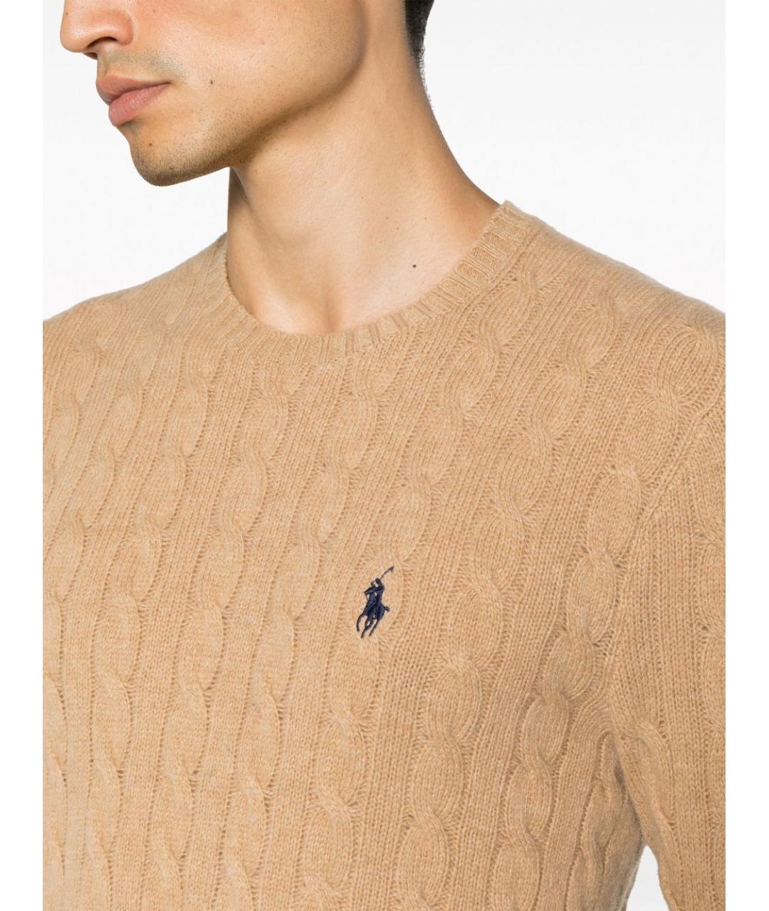 POLO RALPH LAUREN Бежевый шерстяной джемпер / свитер, фото 2