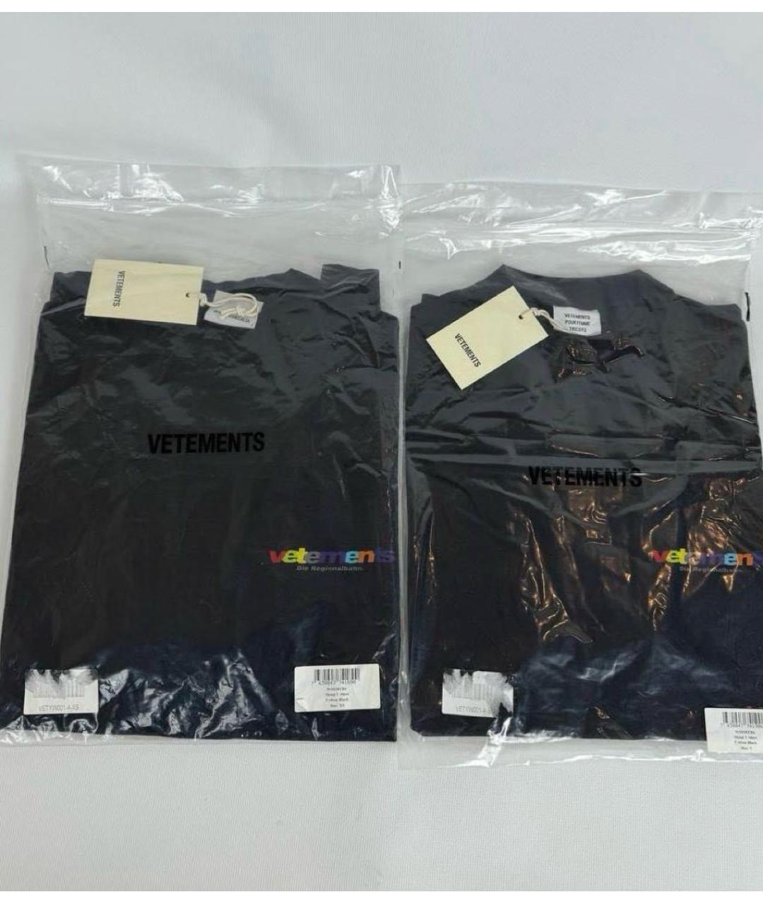 VETEMENTS Черная хлопковая футболка, фото 8