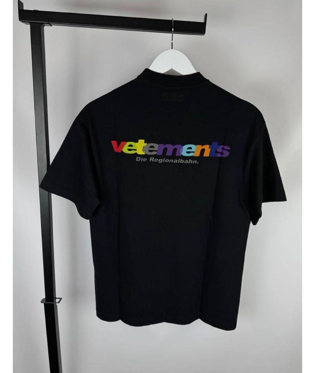 VETEMENTS Черная хлопковая футболка, фото 7