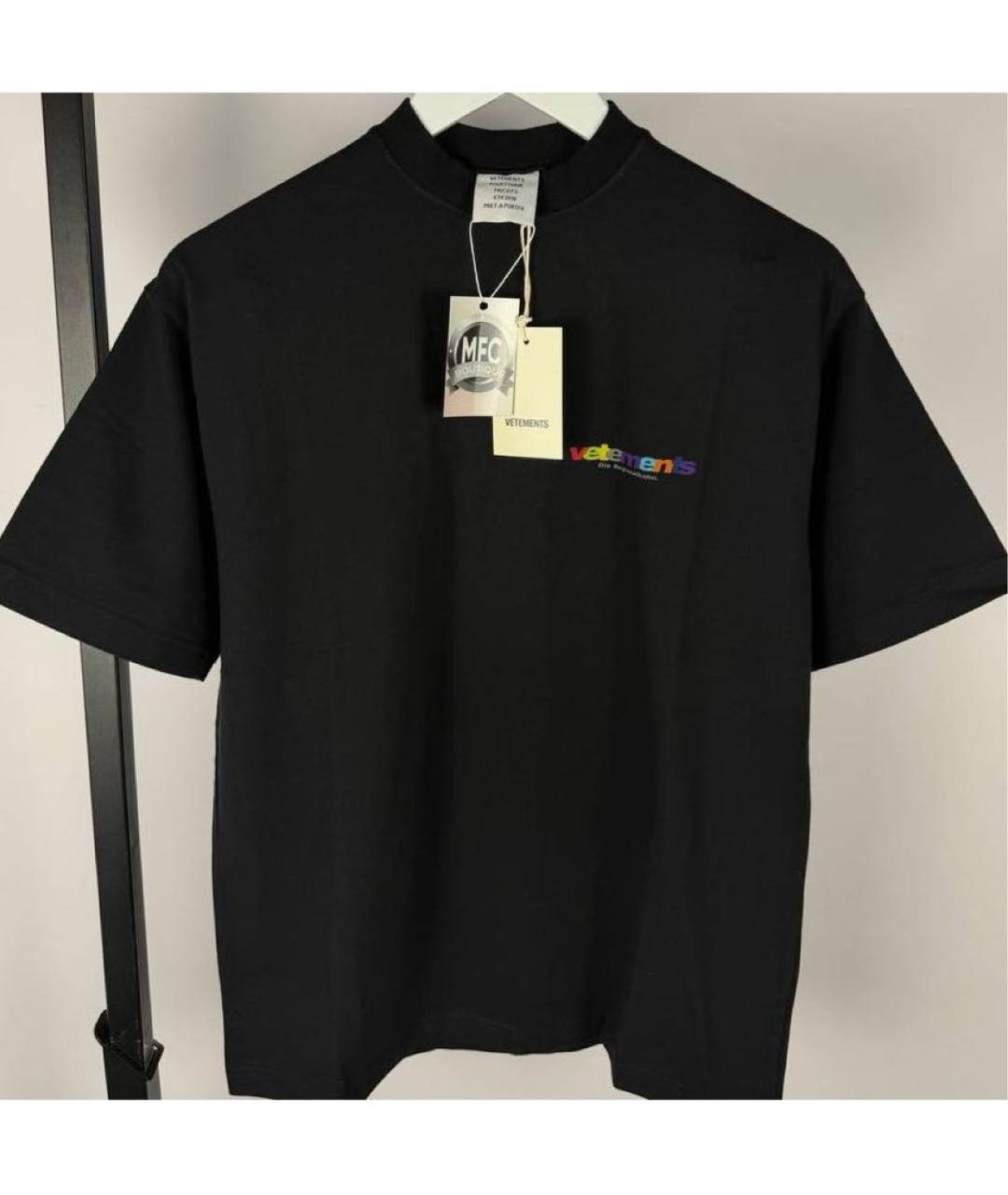 VETEMENTS Черная хлопковая футболка, фото 4