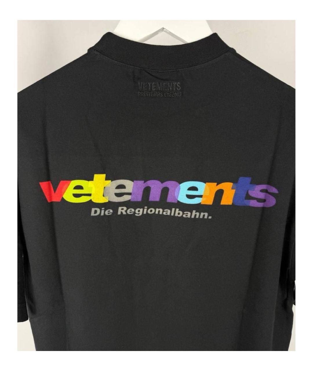 VETEMENTS Черная хлопковая футболка, фото 3