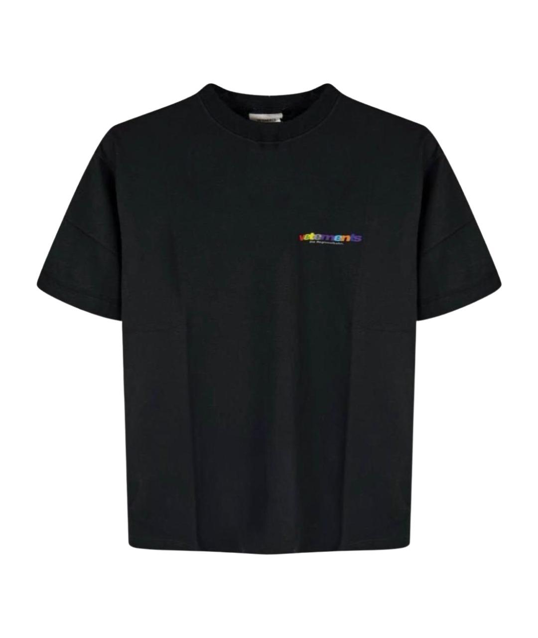VETEMENTS Черная хлопковая футболка, фото 1