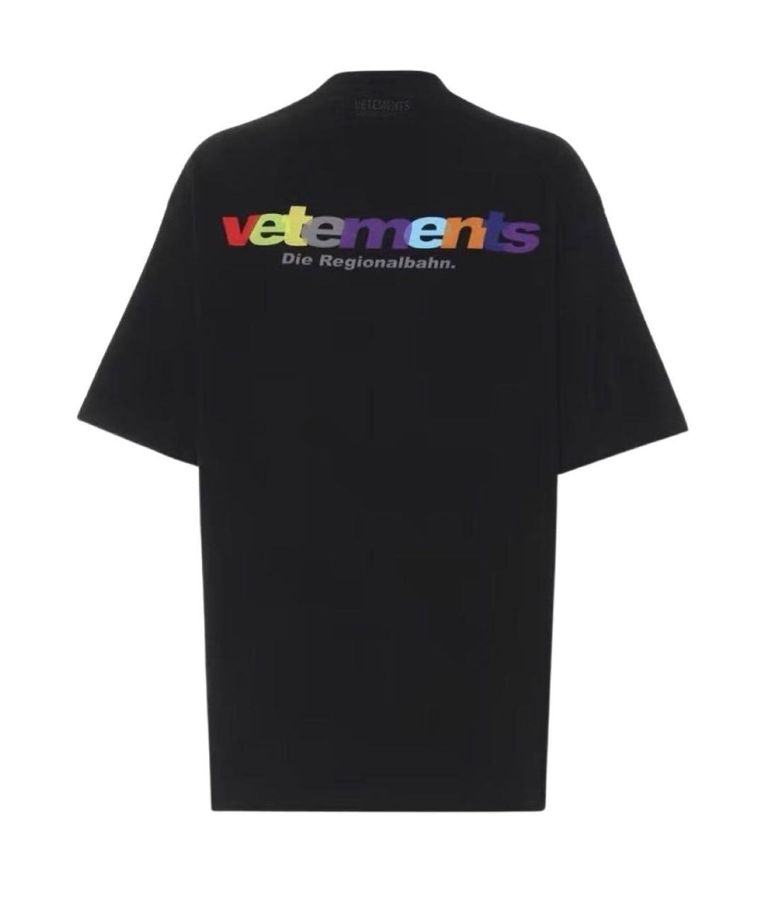 VETEMENTS Черная хлопковая футболка, фото 2