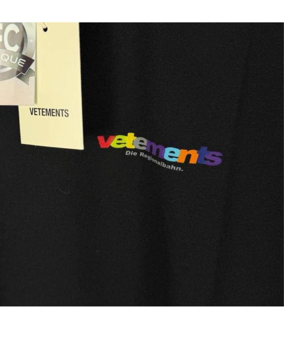 VETEMENTS Черная хлопковая футболка, фото 5